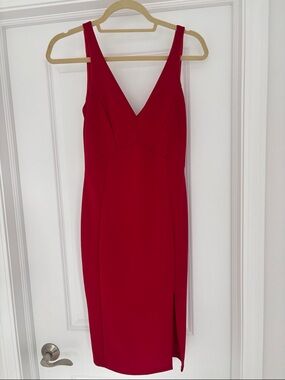 Lulu's Crimson V-Neck Midi Dress